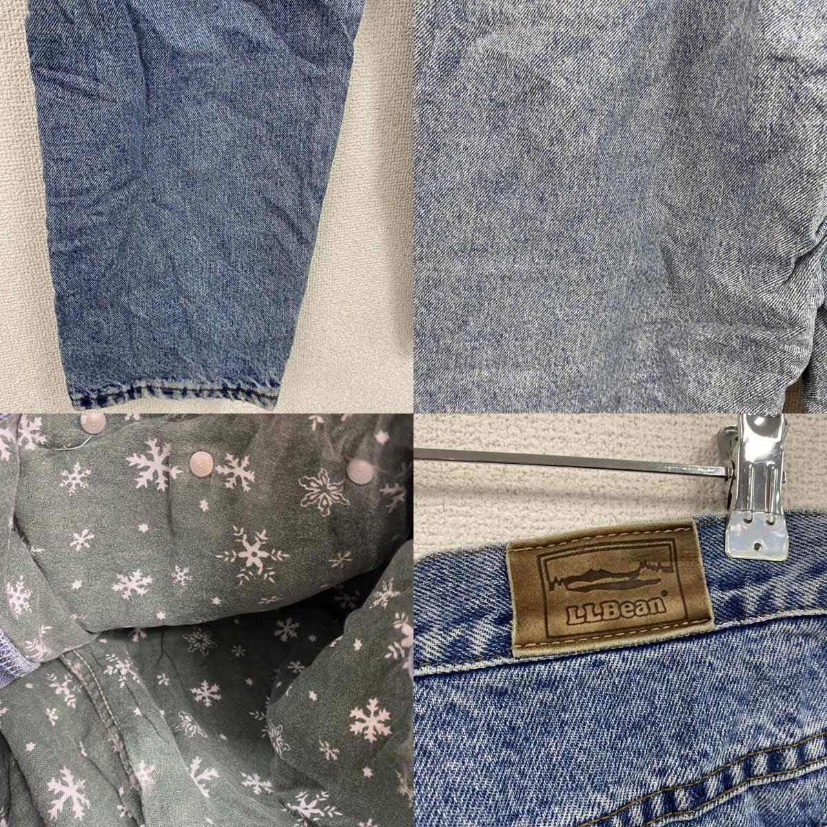 ～00s　L.L.Bean　エルエルビーン　デニムパンツ/ジーンズ　ジップフライ　革パッチ　ネル生地ライナー　インディゴ　古着