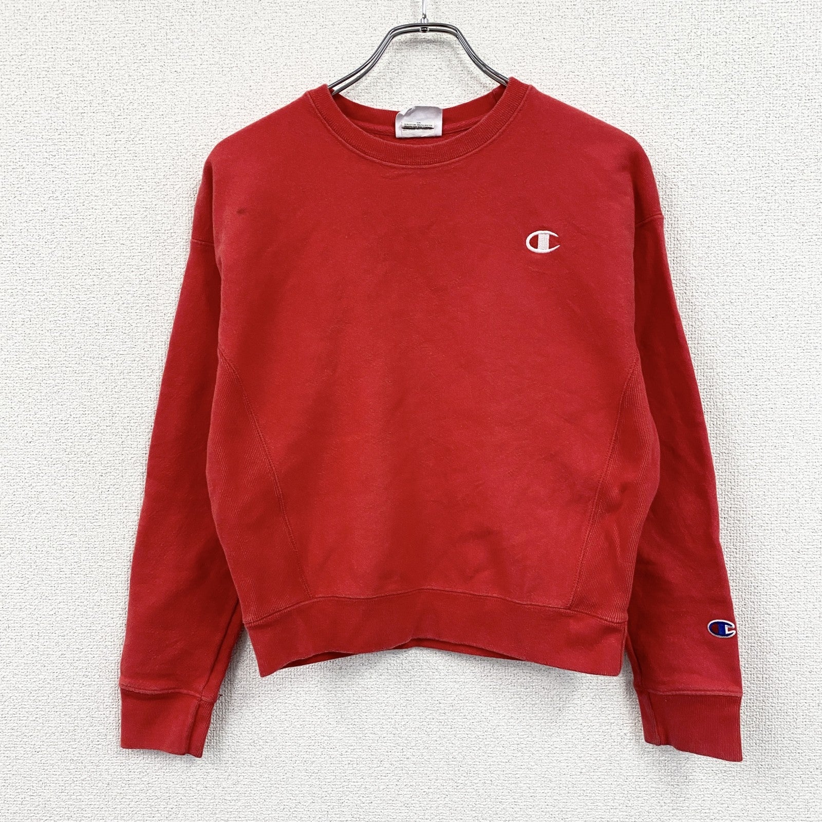 Champion　チャンピオン　リバースウィーブ　スウェット/トレーナー　ヘビーウエイト　刺繍ロゴ　現行　赤　レッド　Sサイズ　古着