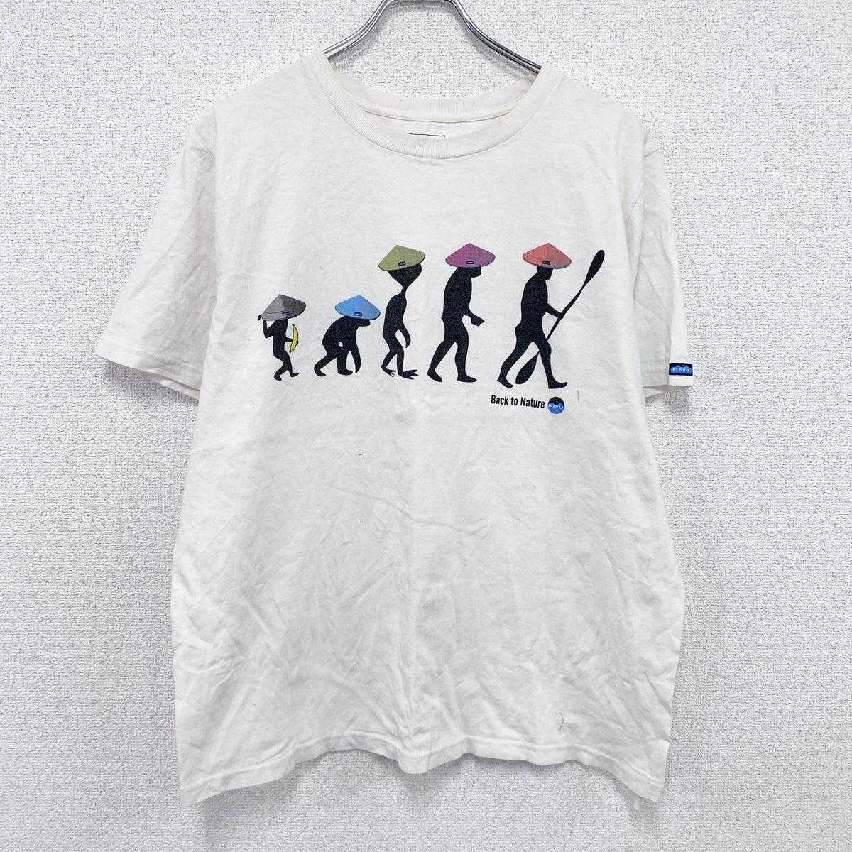 KAVU　カブー　半袖プリントTシャツ　バックトゥネイチャー　白　ホワイト　Lサイズ　古着