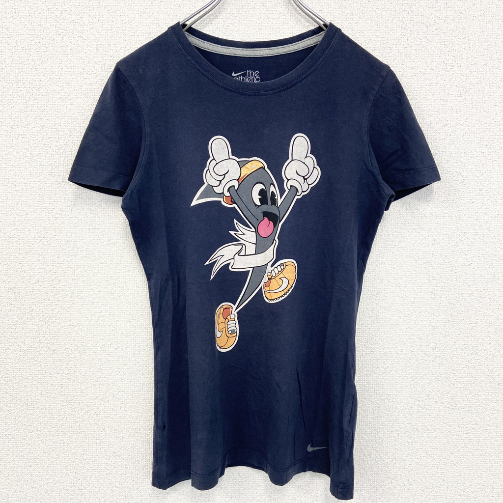 NIKE ナイキ　半袖ビックプリントTシャツ　ワンポイントロゴプリント　ネイビー　紺　クルーネック　Mサイズ　古着