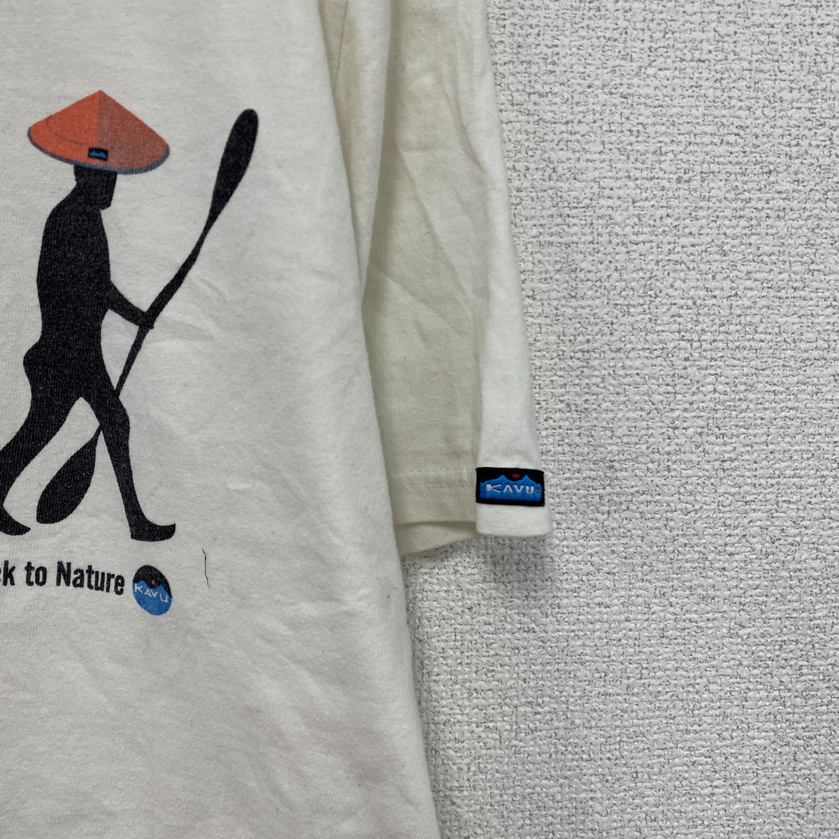 KAVU　カブー　半袖プリントTシャツ　バックトゥネイチャー　白　ホワイト　Lサイズ　古着