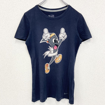 古着 used　NIKE ナイキ　半袖ビックプリントTシャツ　ワンポイントロゴプリント　ネイビー　紺　クルーネック　Mサイズ