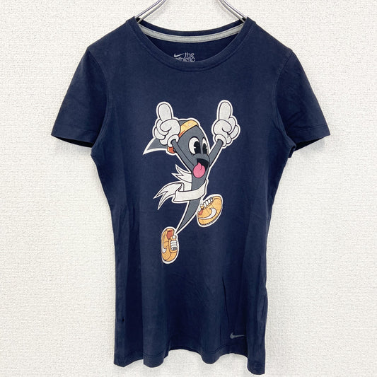 古着 used　NIKE ナイキ　半袖ビックプリントTシャツ　ワンポイントロゴプリント　ネイビー　紺　クルーネック　Mサイズ