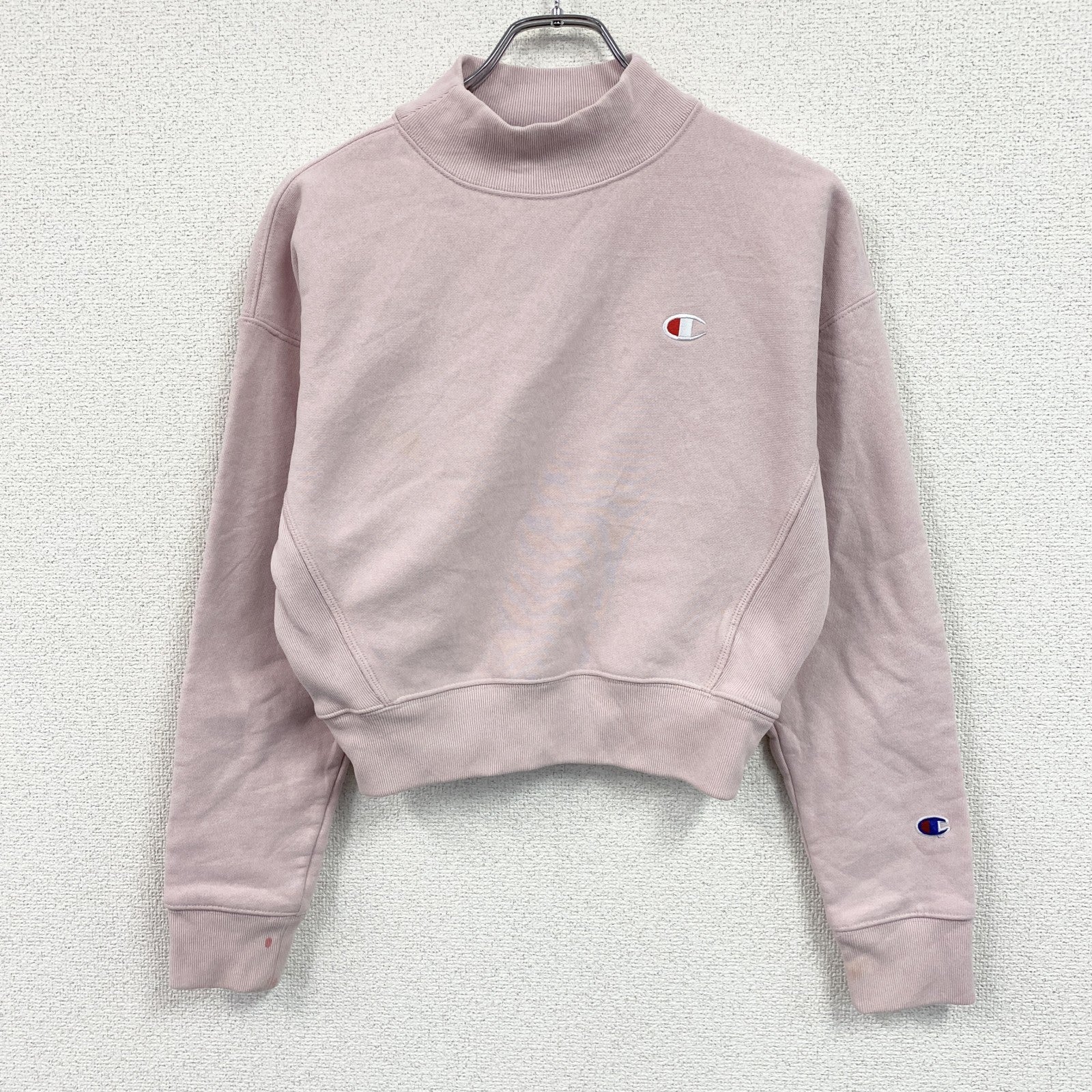 Champion　チャンピオン　リバースウィーブ　スウェット/トレーナー　ハイネック　ヘビーウエイト　現行　ピンク　Sサイズ　古着