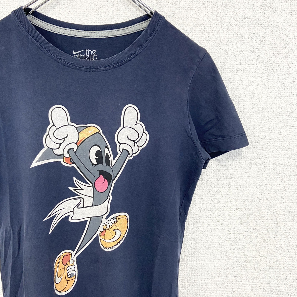 NIKE ナイキ　半袖ビックプリントTシャツ　ワンポイントロゴプリント　ネイビー　紺　クルーネック　Mサイズ　古着