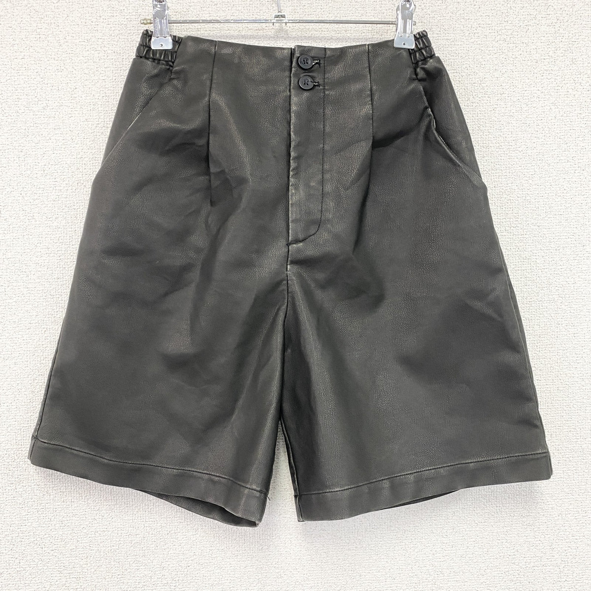 Kastane　カスタネ　レザーハーフパンツ/ショートパンツ　黒　ブラック　Fサイズ　古着