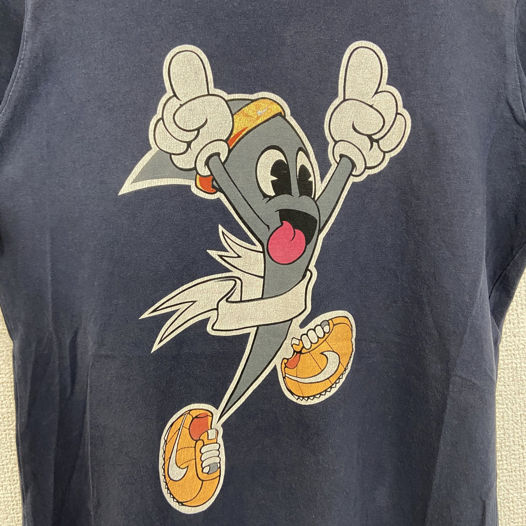 NIKE ナイキ　半袖ビックプリントTシャツ　ワンポイントロゴプリント　ネイビー　紺　クルーネック　Mサイズ　古着