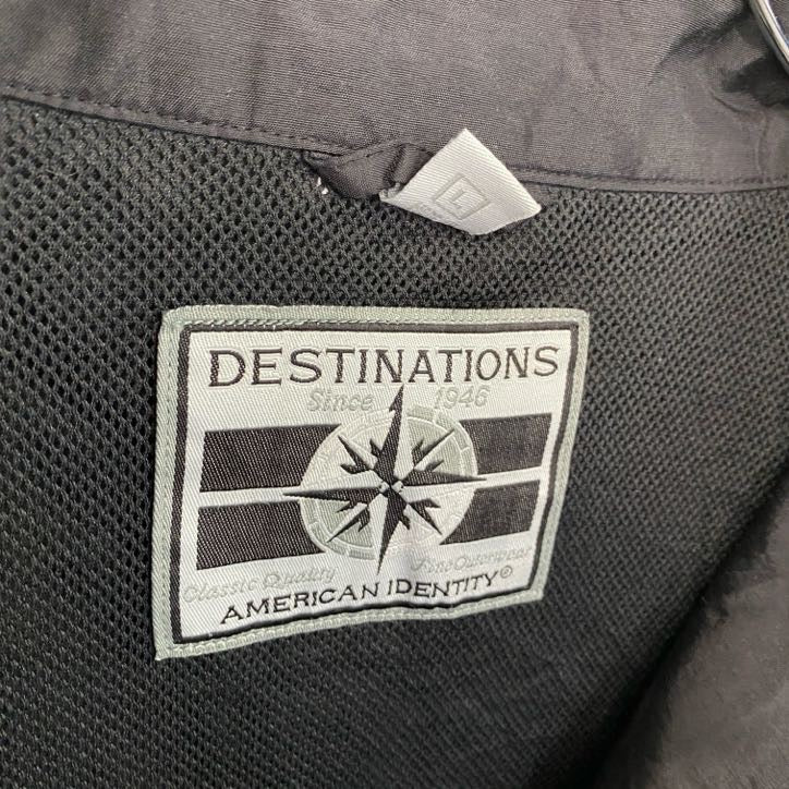 DESTINATIONS　フルジップナイロンジャケット　黒　ブラック　Lサイズ　古着
