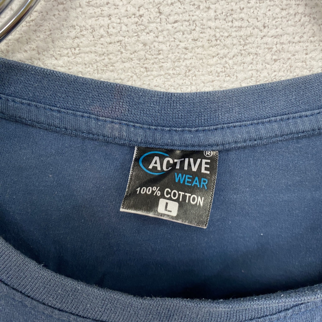 ACTIVE　アクティブ　半袖プリントTシャツ　ベルリンプリント　青　ブルー　Lサイズ　古着