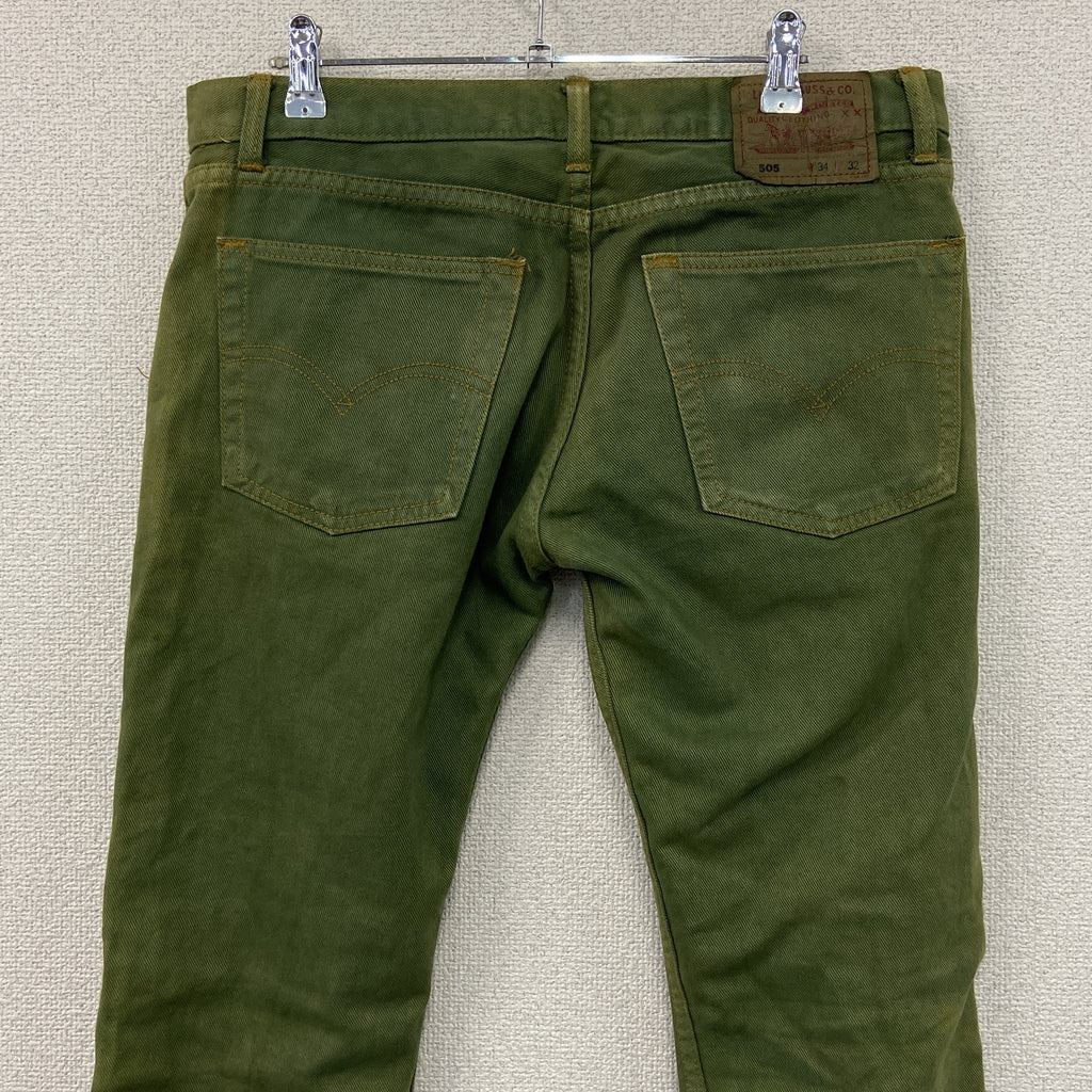 Levi's　リーバイス　505　デニムパンツ　ジップフライ　緑　グリーン　W34サイズ ジーンズ メンズ コットン 古着