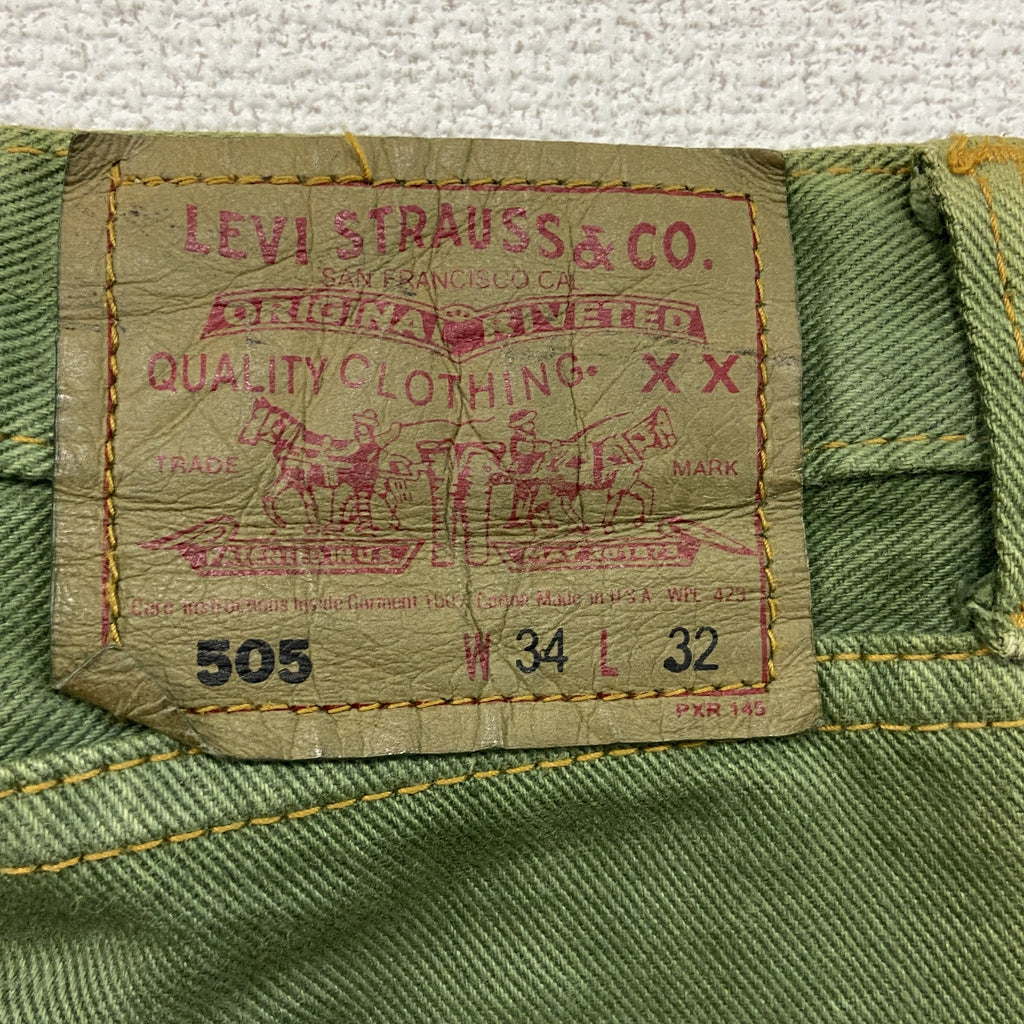 Levi's　リーバイス　505　デニムパンツ　ジップフライ　緑　グリーン　W34サイズ ジーンズ メンズ コットン 古着