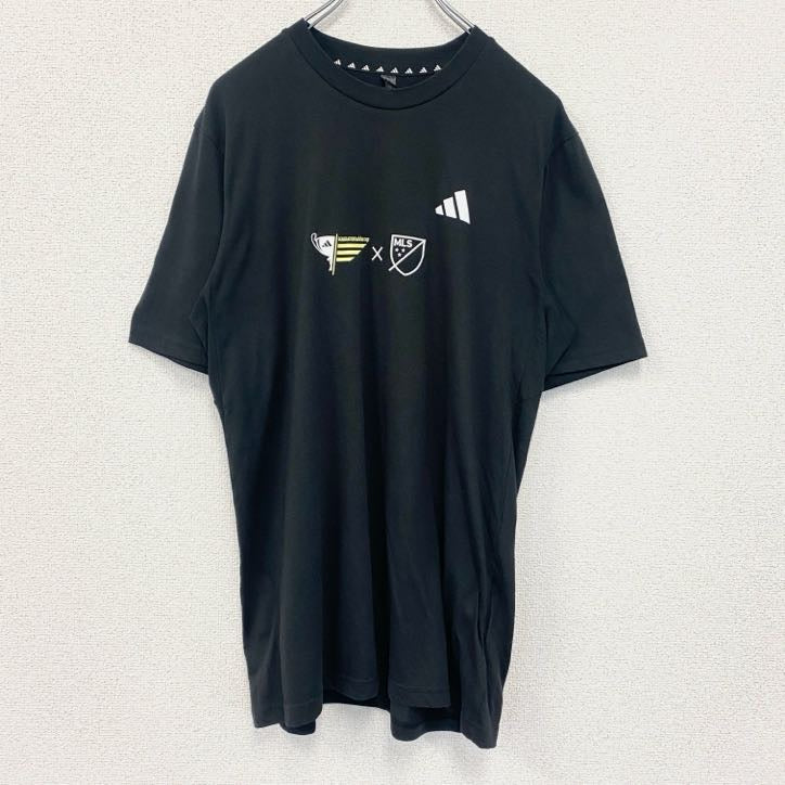 Adidas　アディダス　半袖プリントTシャツ　クルーネック　MLS　メジャーリーグサッカー　黒　ブラック　Ｍサイズ　古着