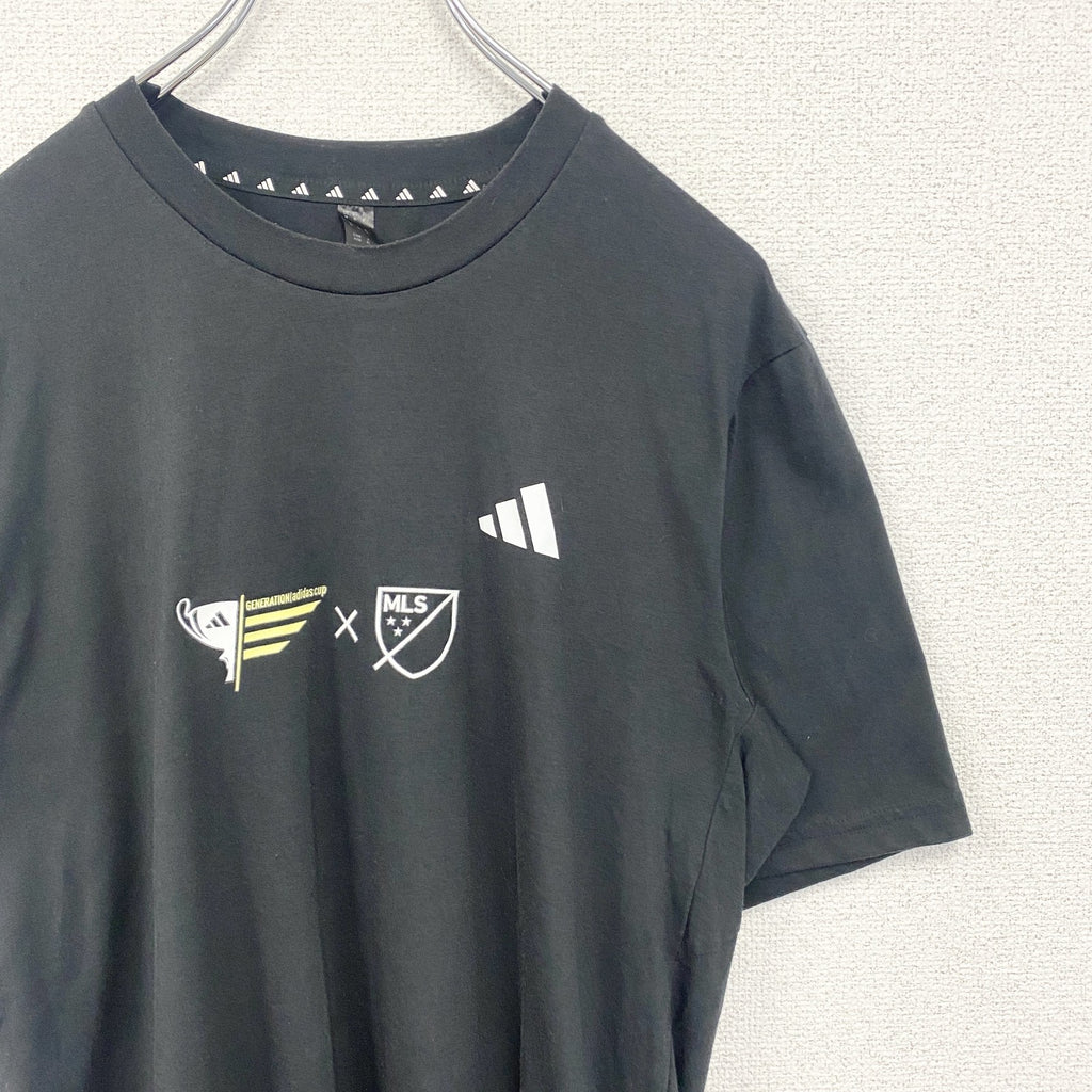 Adidas　アディダス　半袖プリントTシャツ　クルーネック　MLS　メジャーリーグサッカー　黒　ブラック　Ｍサイズ　古着