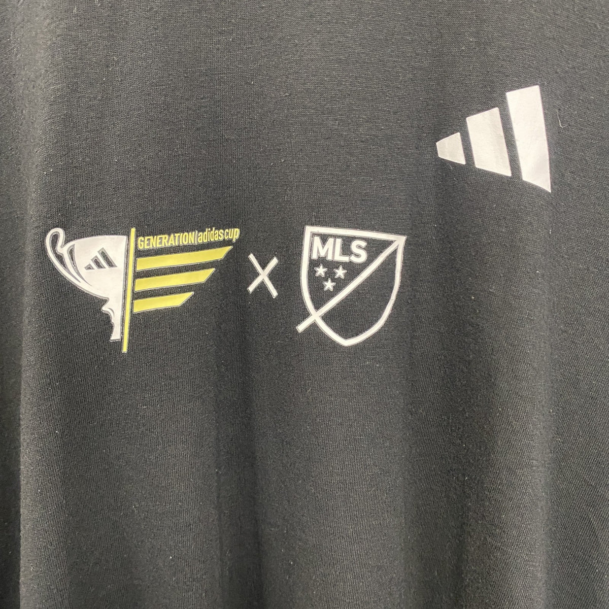 Adidas　アディダス　半袖プリントTシャツ　クルーネック　MLS　メジャーリーグサッカー　黒　ブラック　Ｍサイズ　古着