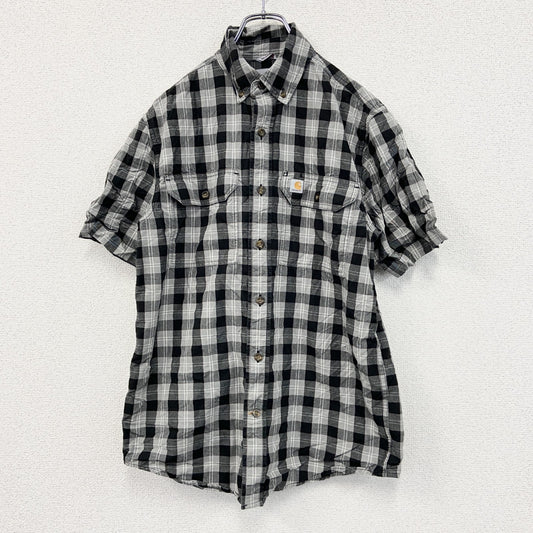 Carhartt　カーハート　半袖ボタンダウンシャツ　ダブルポケット　チェック柄　黒　ブラック　Sサイズ