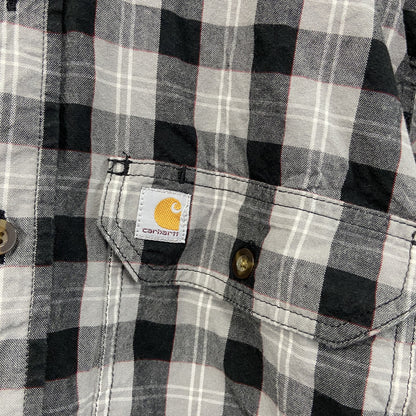 Carhartt　カーハート　半袖ボタンダウンシャツ　ダブルポケット　チェック柄　黒　ブラック　Sサイズ