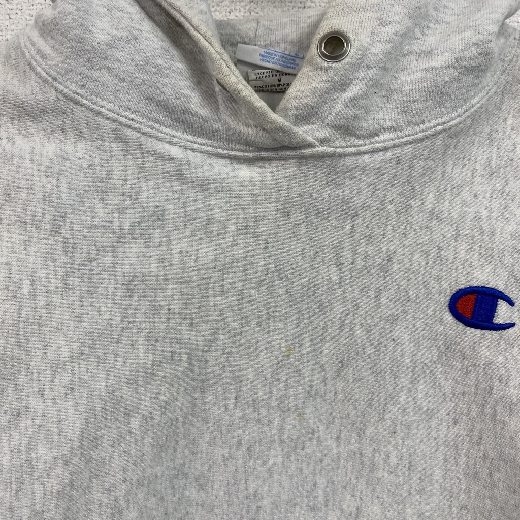 Champion　チャンピオン　リバースウィーブ　スウェットパーカー/フーディー　刺ロゴ　ワンポイント　現行　霜降りグレー　Mサイズ トレーナー スウェットトップス フード付き 古着