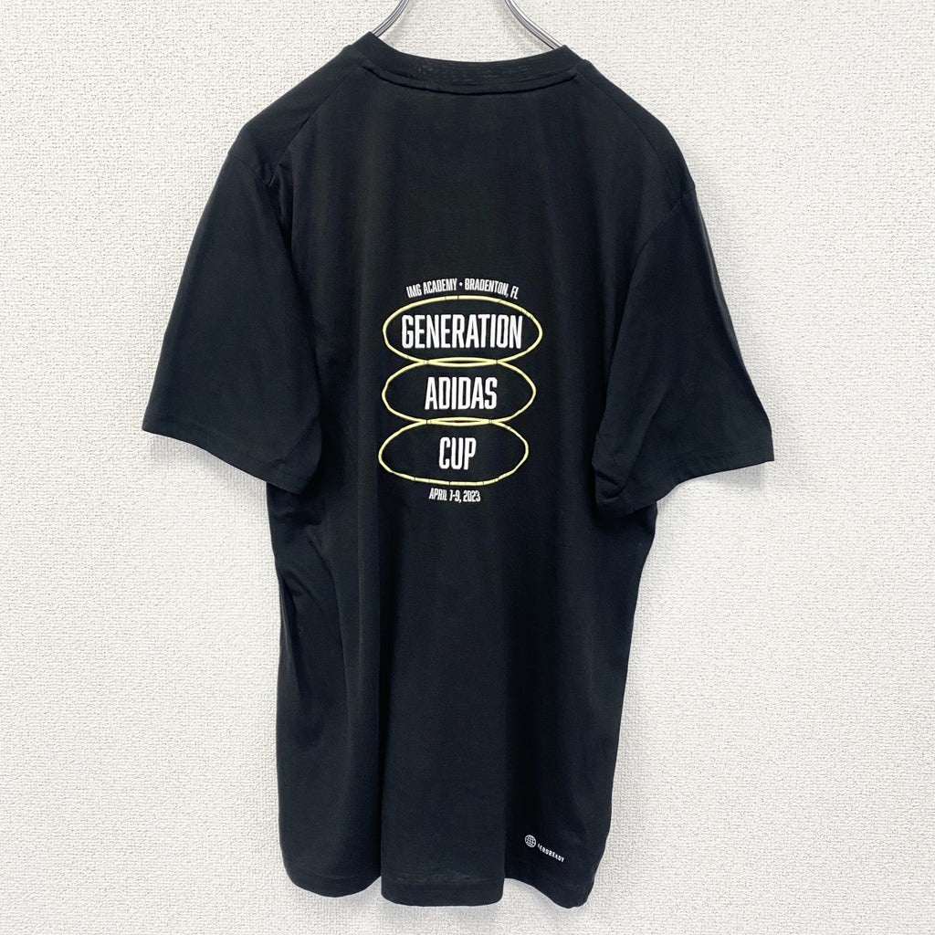 Adidas　アディダス　半袖プリントTシャツ　クルーネック　MLS　メジャーリーグサッカー　黒　ブラック　Ｍサイズ　古着