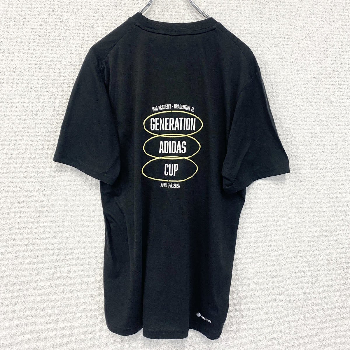 Adidas　アディダス　半袖プリントTシャツ　クルーネック　MLS　メジャーリーグサッカー　黒　ブラック　Ｍサイズ　古着