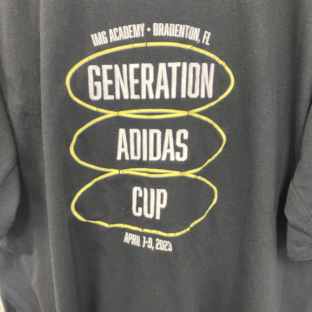 Adidas　アディダス　半袖プリントTシャツ　クルーネック　MLS　メジャーリーグサッカー　黒　ブラック　Ｍサイズ　古着