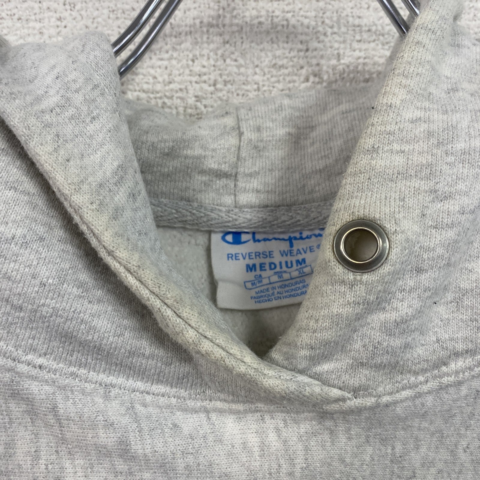 Champion　チャンピオン　リバースウィーブ　スウェットパーカー/フーディー　刺ロゴ　ワンポイント　現行　霜降りグレー　Mサイズ トレーナー スウェットトップス フード付き 古着