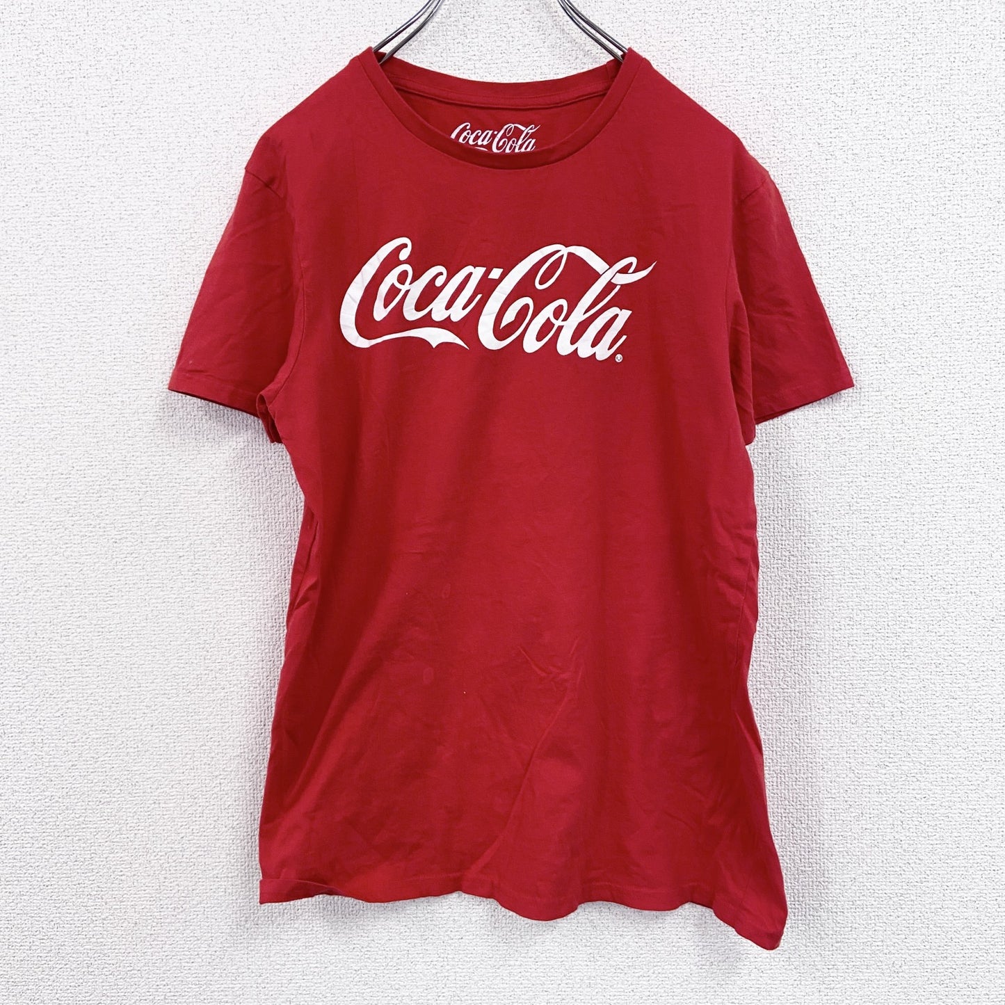 Coca-Cola　コカ・コーラ　半袖プリントTシャツ　企業ロゴ　デカロゴ　赤　レッド　Mサイズ