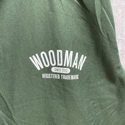 古着 used　Woodman　長袖ロゴプリントブルゾン　ジャケット　襟付き　緑　グリーン　オーバーサイズ　XLサイズ