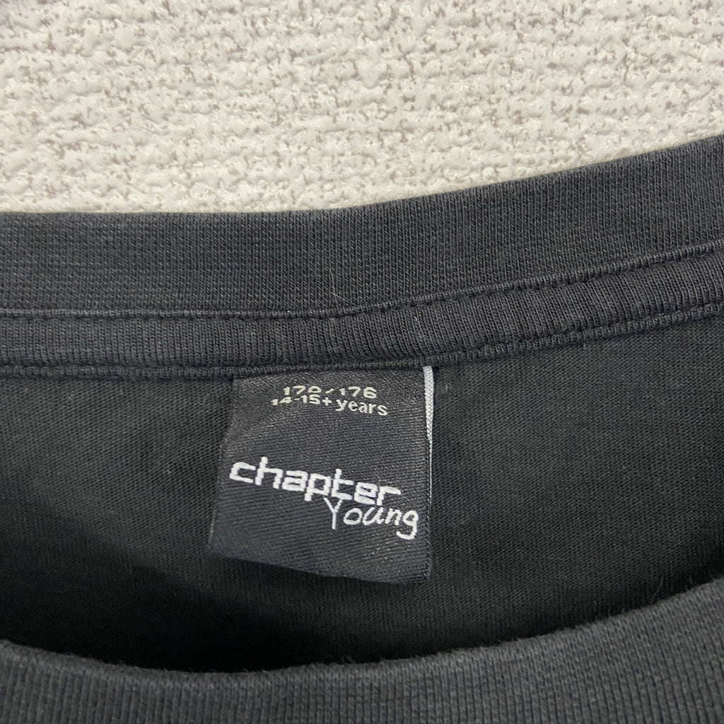 chapter young　長袖プリントロングスリーブTシャツ　SKATE スケートボード　黒　ブラック　古着