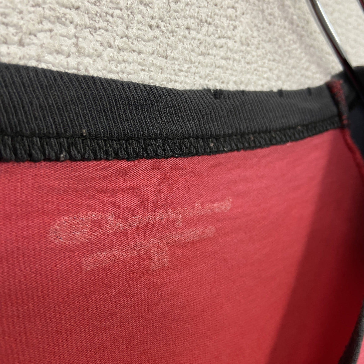 Champion　チャンピオン　七分袖Tシャツ　ラグランスリーブ　バイカラー　赤　レッド　黒　ブラック　Lサイズ　古着