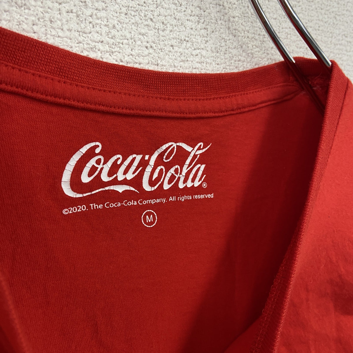 Coca-Cola　コカ・コーラ　半袖プリントTシャツ　企業ロゴ　デカロゴ　赤　レッド　Mサイズ　古着
