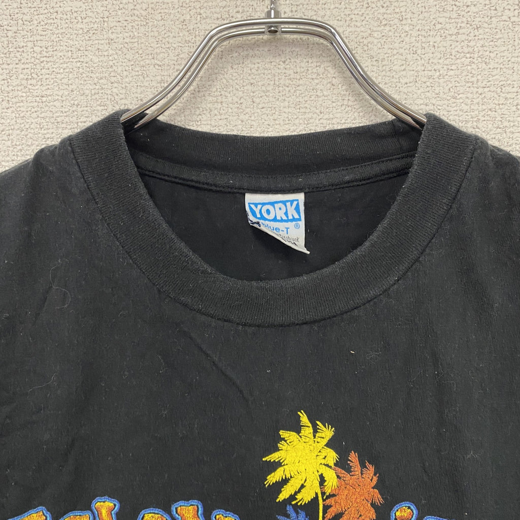 90s～　YORK　ヨーク　半袖プリントTシャツ　スーベニア　ヴィンテージ　黒　ブラック　Lサイズ　古着