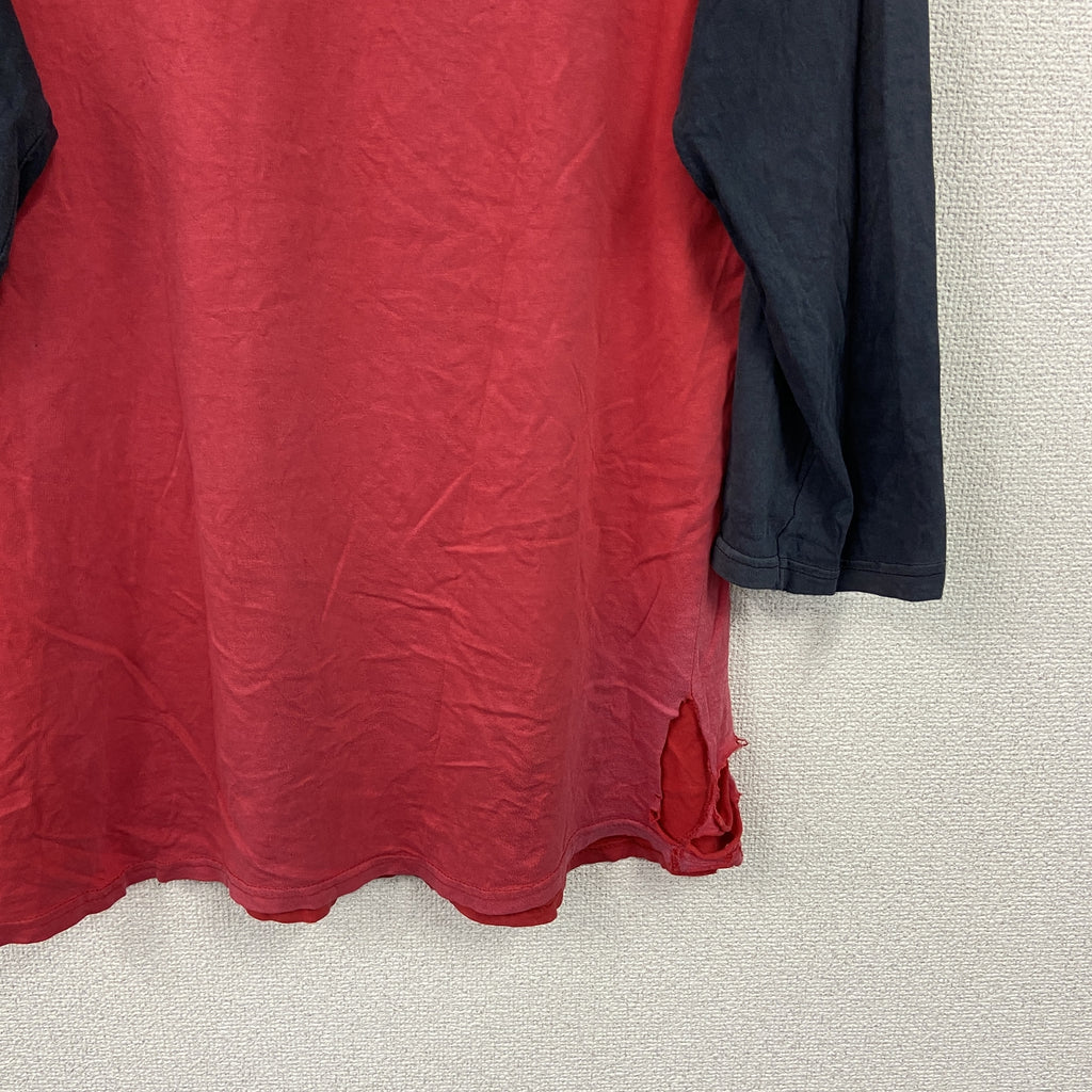 Champion　チャンピオン　七分袖Tシャツ　ラグランスリーブ　バイカラー　赤　レッド　黒　ブラック　Lサイズ　古着