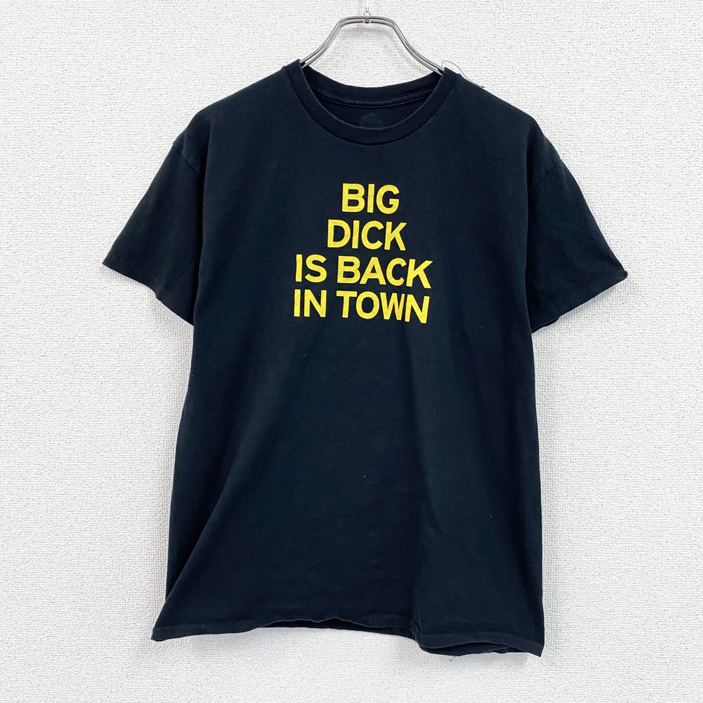 Danny Duncan　ダニーダンカン　半袖プリントTシャツ　メッセージT　エロT　4連プリント　黒　ブラック　Lサイズ　古着