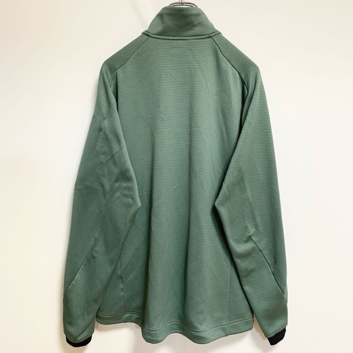 古着 used　adidas　アディダス　長袖ワンポイントプリントトラックジャケット　ハイネックジャージ　緑　Lサイズ