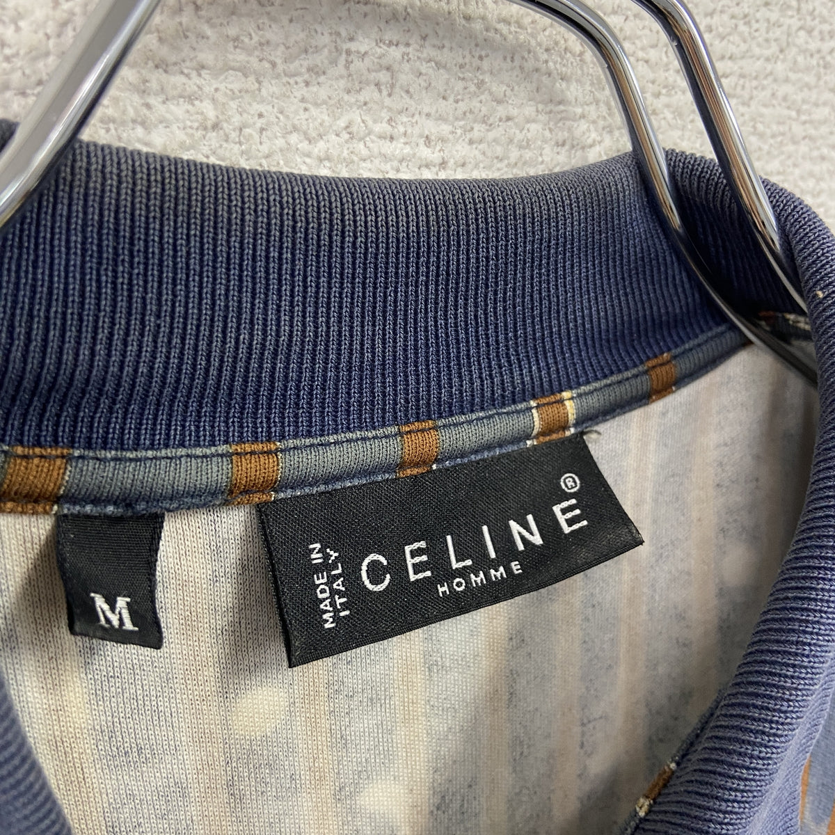 CELINE セリーヌ　HOMME　半袖ポロシャツ　総柄　ブラック　Mサイズ　古着