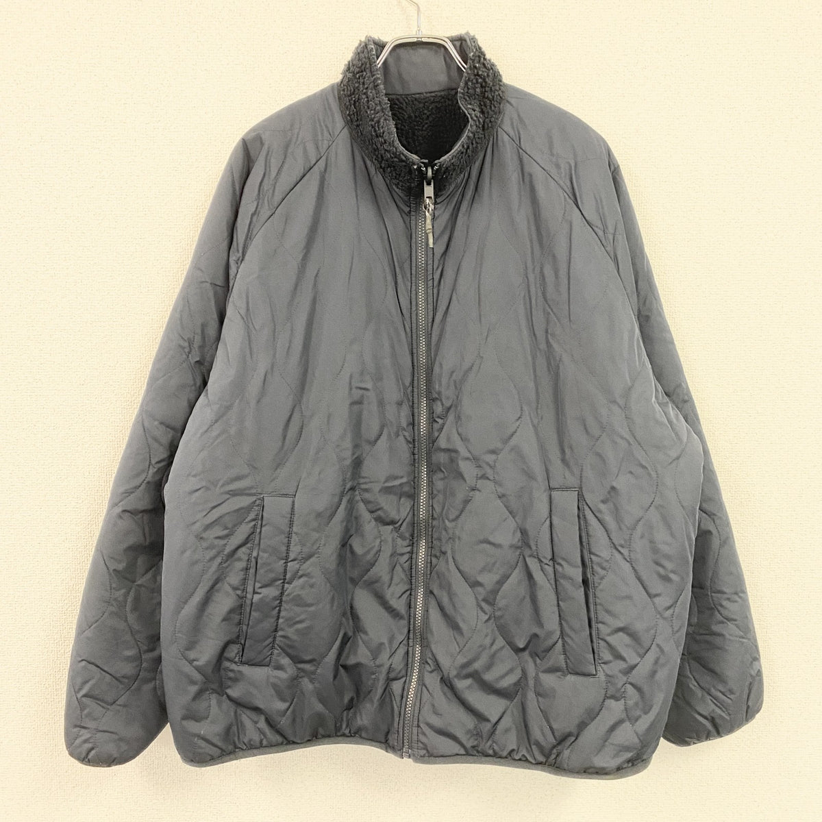 GAP　ギャップ　フリースジャケット/ボアジャケット　リバーシブル　キルティング　紺　ネイビー　XLサイズ　