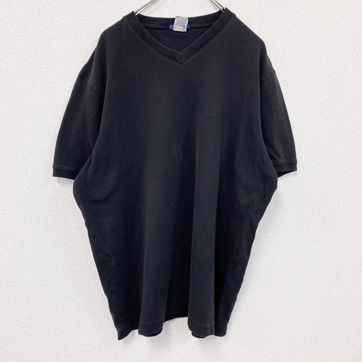 00s　OLD NAVY　オールドネイビー　半袖Tシャツ　リブ編み　ヴィンテージ　黒　ブラック　2XLサイズ　古着
