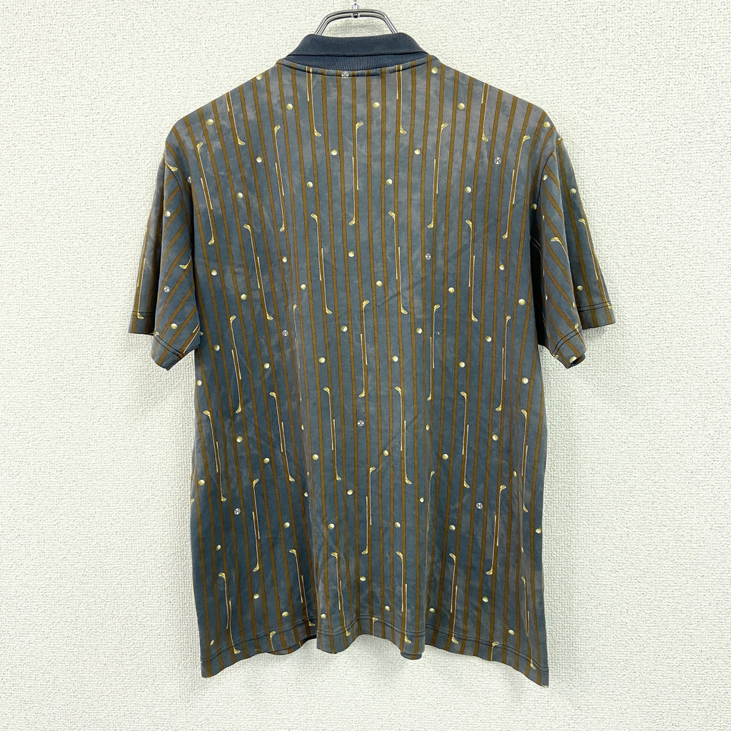 CELINE セリーヌ　HOMME　半袖ポロシャツ　総柄　ブラック　Mサイズ　古着
