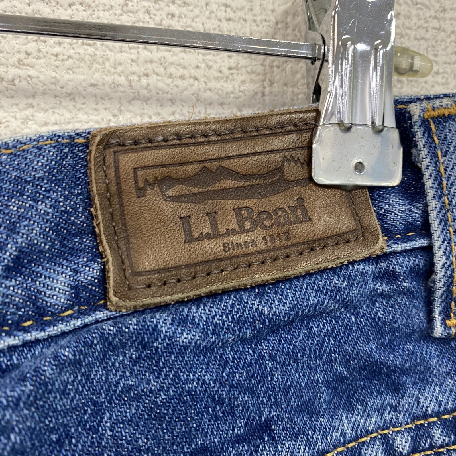 ～00s　L.L.Bean　エルエルビーン　デニムパンツ/ジーンズ　ジップフライ　革パッチ　ネル生地ライナー　インディゴ　古着