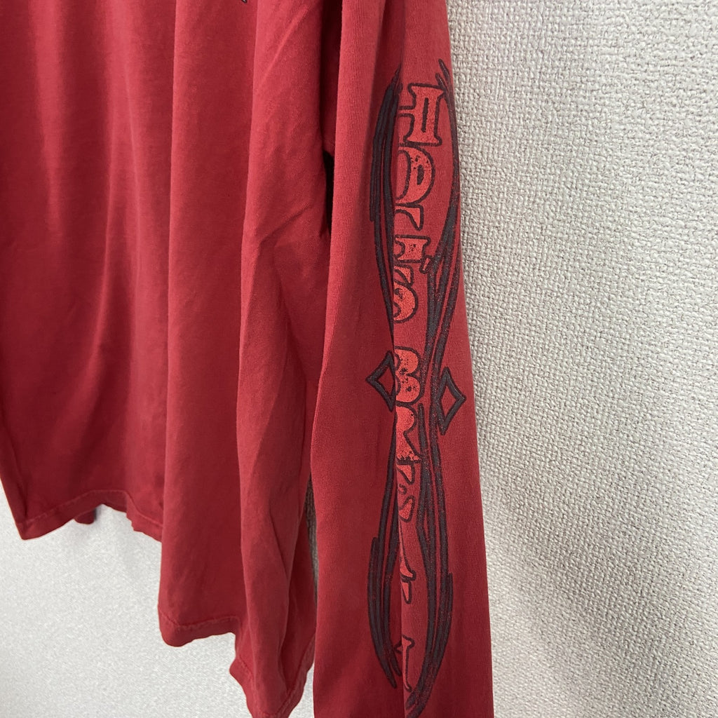 長袖Tシャツ/ロンT　HOGS BREATH SALOON　両面プリント　赤　レッド　　古着