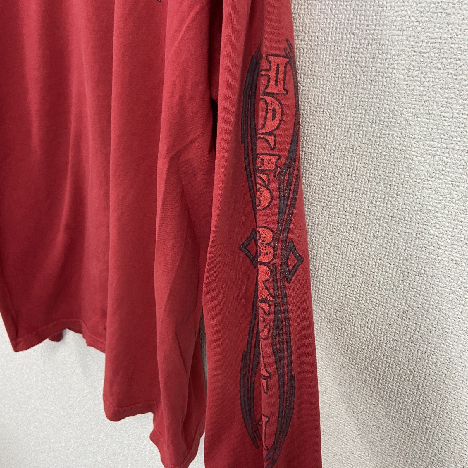 長袖Tシャツ/ロンT　HOGS BREATH SALOON　両面プリント　赤　レッド　　古着