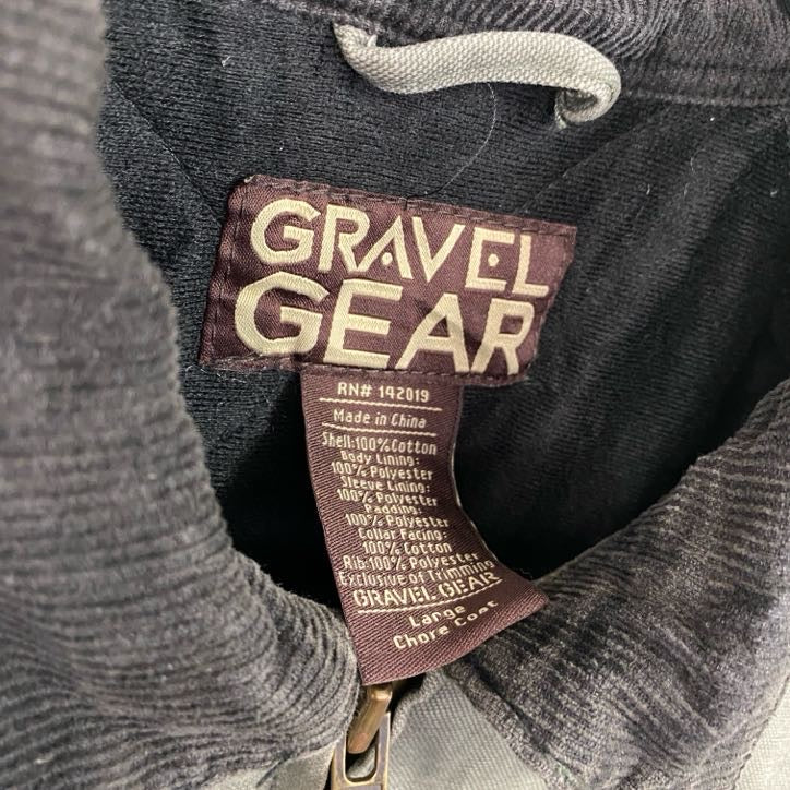 GRAVEL GEAR　グレイヴェルギア　フルジップダックジャケット　中綿入り　コーデュロイカラー　カーキ　Lサイズ　古着