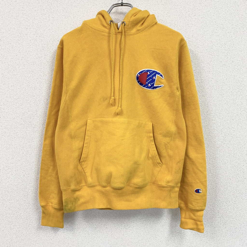 Champion　チャンピオン　リバースウィーブ　スウェットパーカー/フーディー　ヘビーウエイト　現行　黄色　イエロー　Sサイズ トレーナー スウェットトップス フード付き 古着