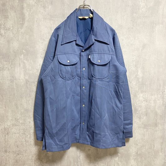 古着 used　70s　Levi's Panatela　リーバイス パナテラ　長袖開襟シャツ　ジャケット　ブルー　レトロ　Lサイズ