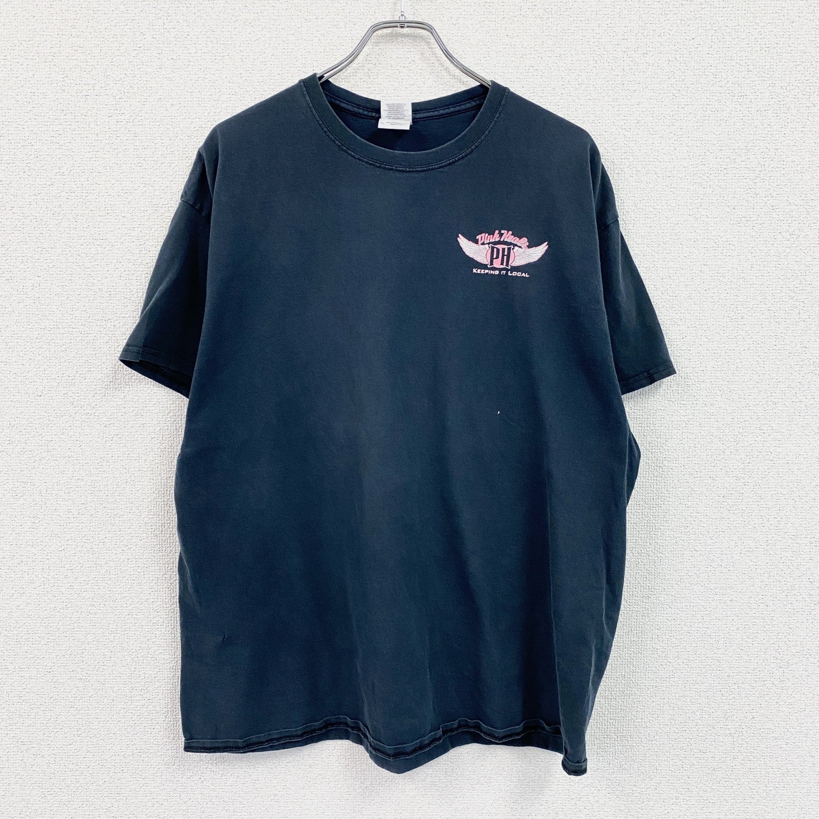 GILDAN　ギルダン　半袖プリントTシャツ　Pink Heals　両面プリント 紺　ネイビー　XLサイズ カットソー メンズ コットン 古着