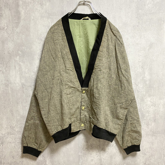 古着 used　COLLECTION　長袖Vネックカーディガン　vintage　ヴィンテージ　茶色　ブラウン　レトロ　Lサイズ
