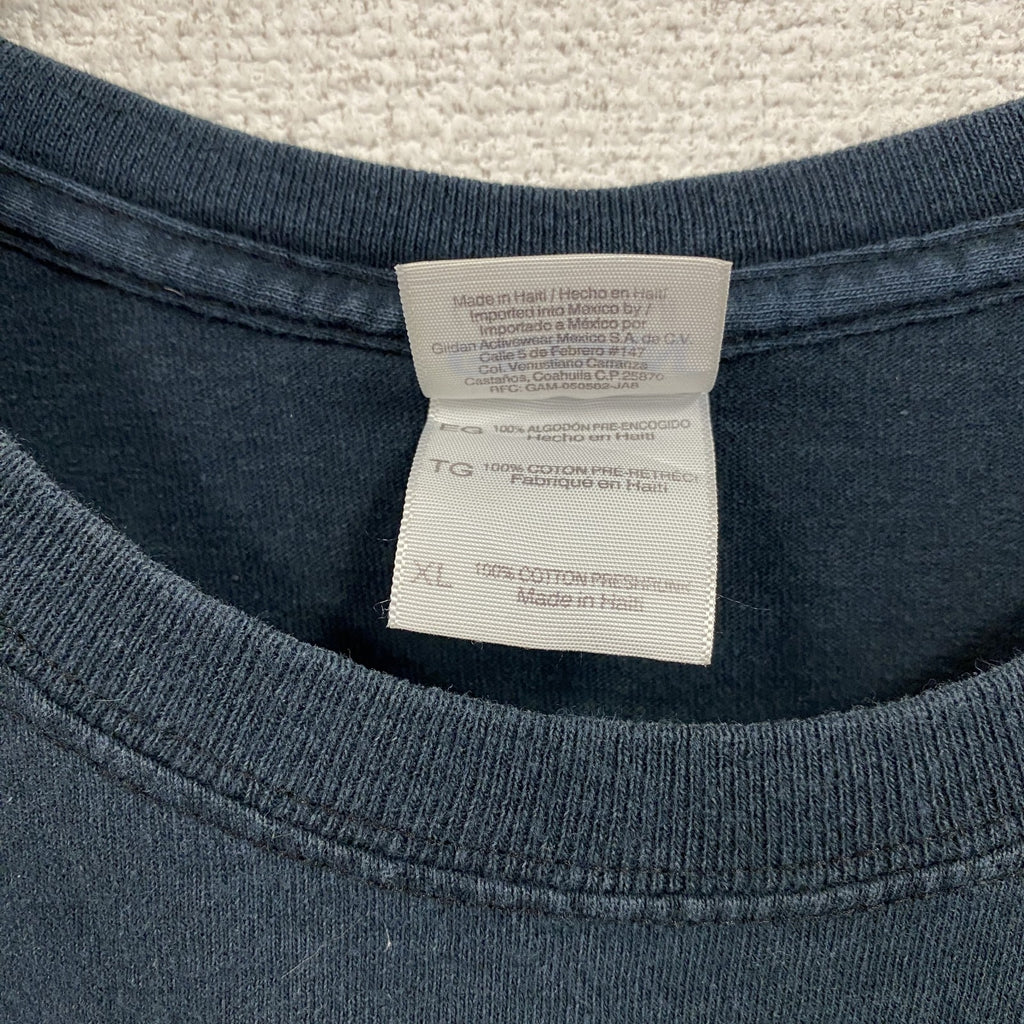 GILDAN　ギルダン　半袖プリントTシャツ　Pink Heals　両面プリント 紺　ネイビー　XLサイズ カットソー メンズ コットン 古着