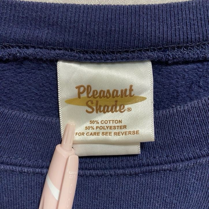 PleasantShade　長袖ビッグプリントスウェット　トレーナー　クルーネック　冬　雪　ネイビー　紺　XLサイズ　古着