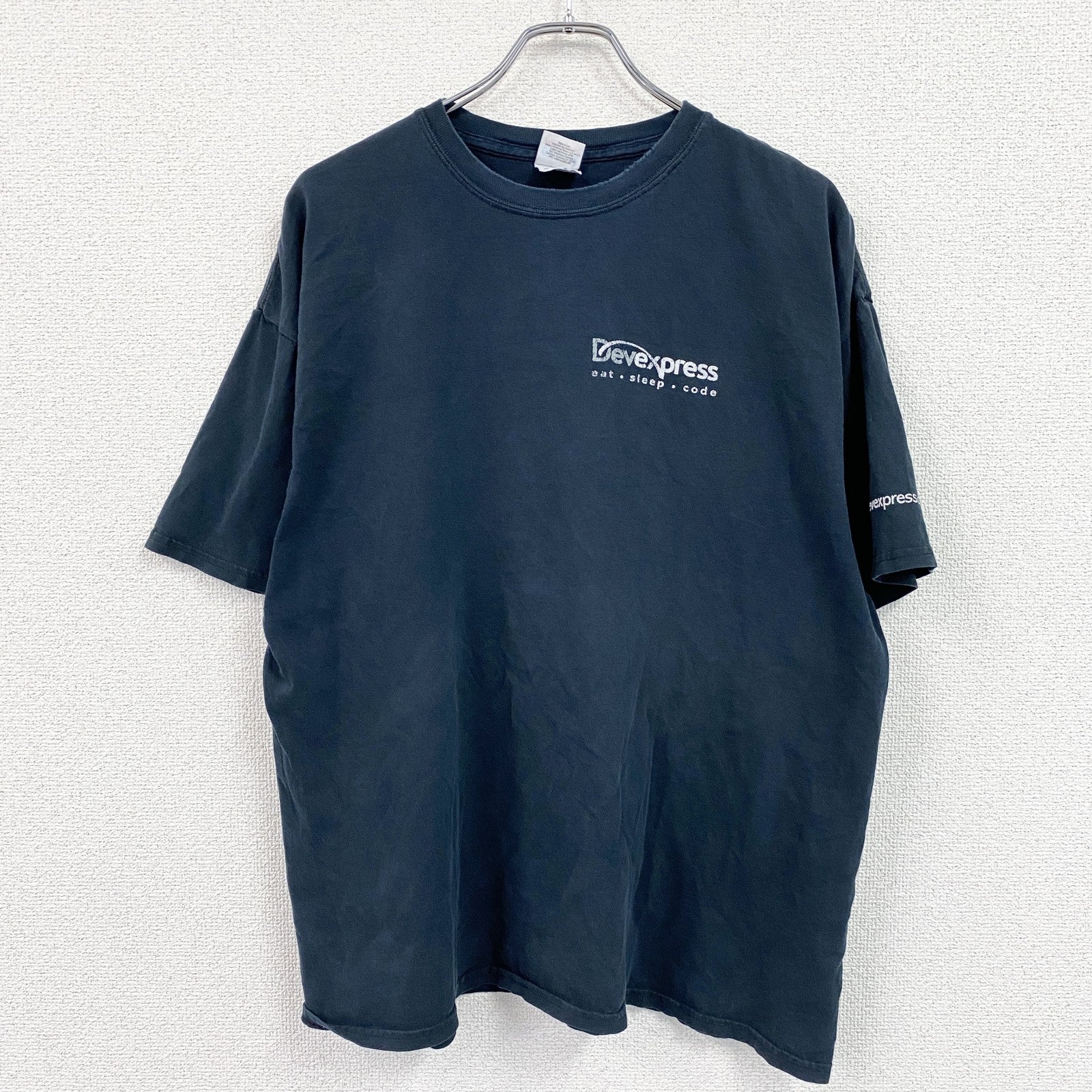 GILDAN　ギルダン　Devexpress　半袖プリントTシャツ　パロディT　企業ロゴ　両面プリント　黒　ブラック　XLサイズ　古着