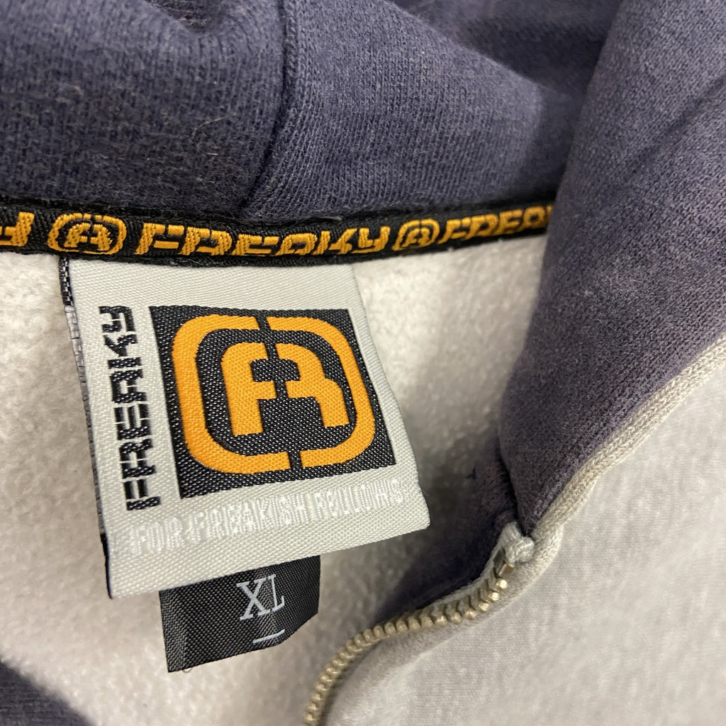 FREAKY　フリーキー　フルジップスウェットパーカー/フーディー　灰色　グレー　XLサイズ　古着